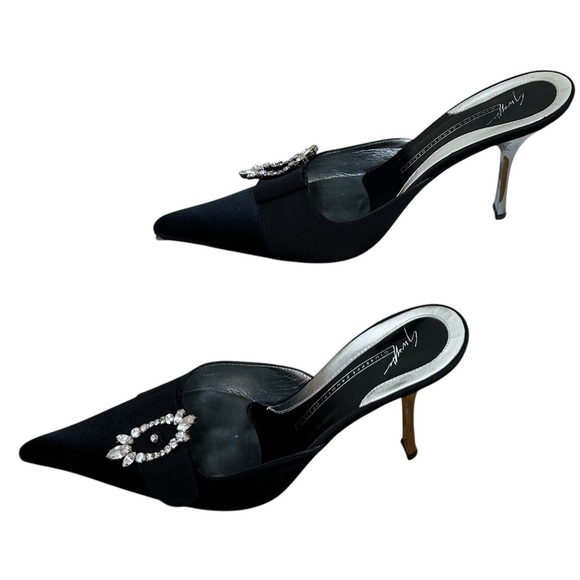 Giuseppe Zanotti, Size 39 (9 US), Black - Vintage Mule Pumps, Silver Rhinestone - Picture 3 of 15